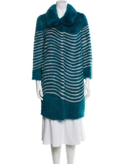 Pre-owned Fur Striped  Jacket In Blue