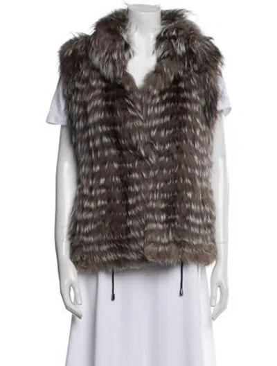 Pre-owned Fur Striped  Jacket In Brown