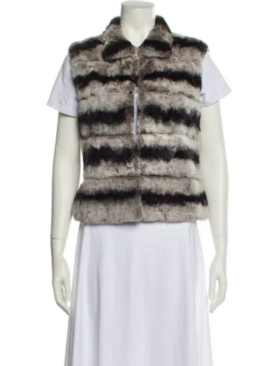 Pre-owned Fur Striped  Jacket In Neutral