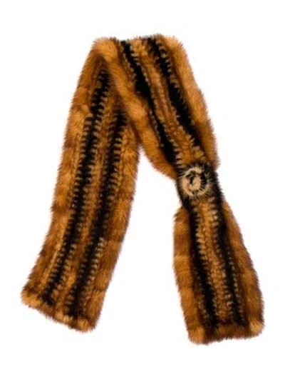 Pre-owned Fur Striped Scarf In Multi