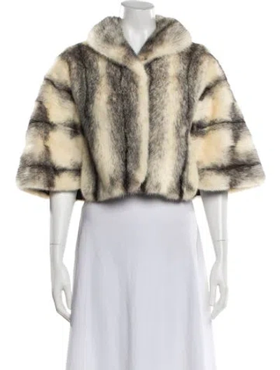 Pre-owned Fur Striped Sweater In Neutral