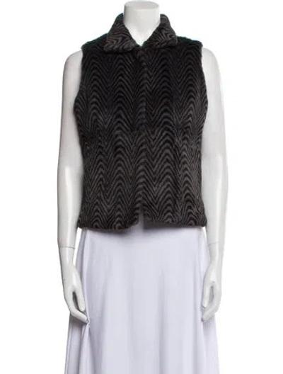 Pre-owned Fur Striped Vest In Black
