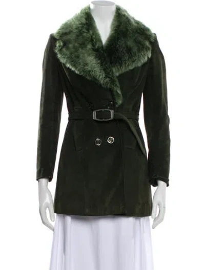 Pre-owned Fur Suede Faux  Coat In Green