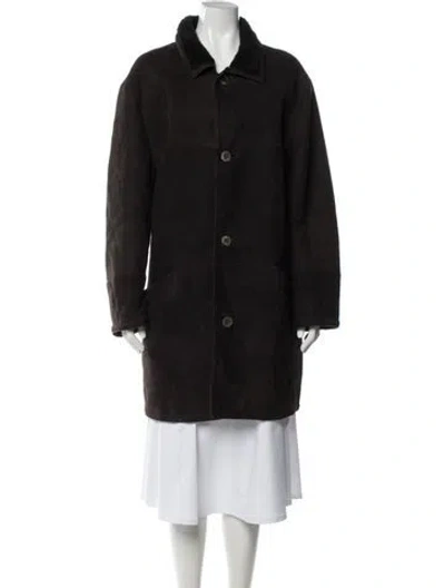 Pre-owned Fur Suede  Coat In Black