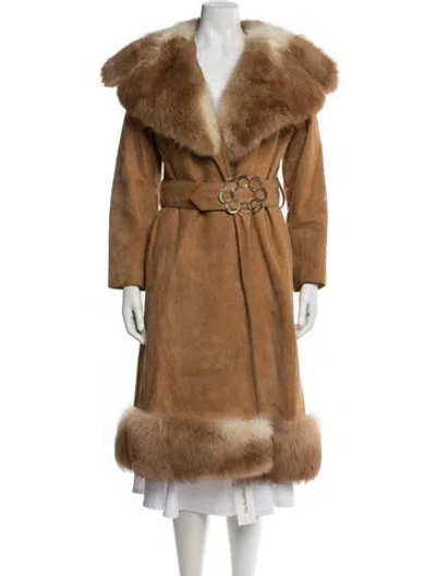 Pre-owned Fur Suede  Coat In Brown