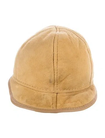 Pre-owned Fur Suede Hat In Yellow
