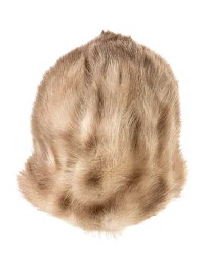 Pre-owned Fur Toque Hat In Neutrals