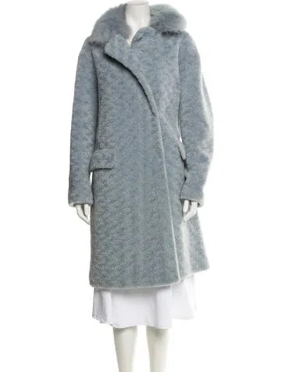 Pre-owned Fur Torriss Wool Faux  Coat In Blue