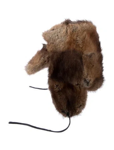 Pre-owned Fur Trapper Hat In Brown