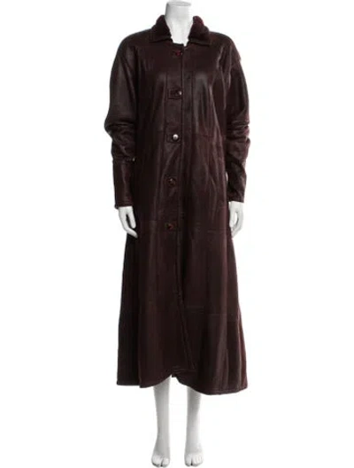 Pre-owned Fur Trench Coat In Brown