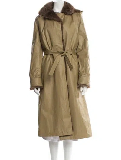 Pre-owned Fur Trench Coat In Neutral