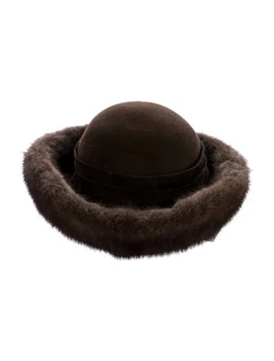 Pre-owned Fur Trimmed Hat In Brown