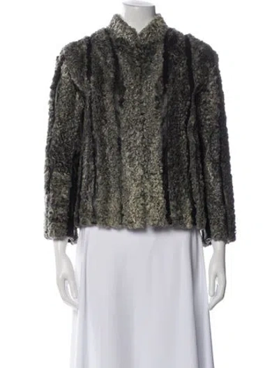 Pre-owned Fur Tweed Pattern  Jacket In Multi