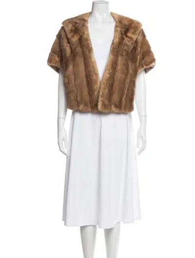 Pre-owned Fur Tweed Pattern Shawl In Neutral