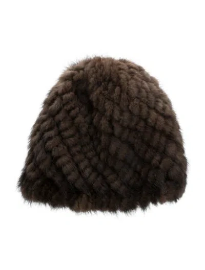 Pre-owned Fur Unbranded Knitted Mink Hat In Brown