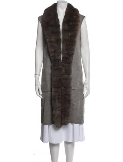 Pre-owned Fur Unbranded Mink  Trim Vest In Green