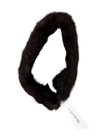 Pre-owned Fur Velcro Closure Mink  Headband In Brown