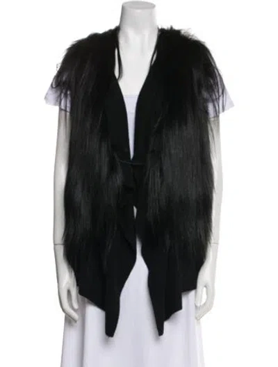 Pre-owned Fur Vest In Black