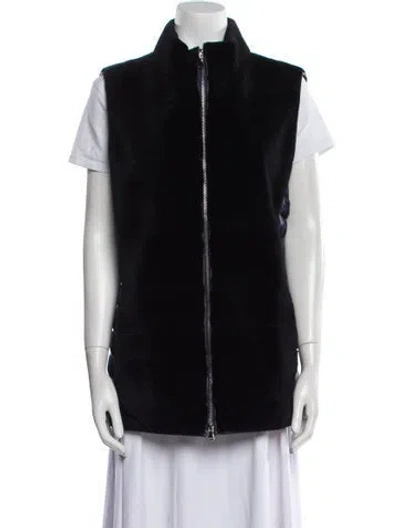 Pre-owned Fur Vest In Black