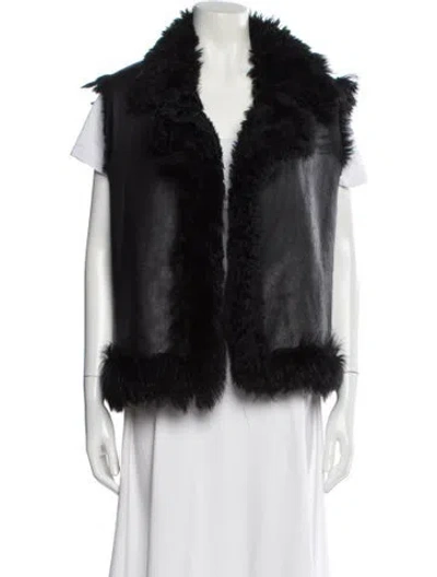 Pre-owned Fur Vest In Black