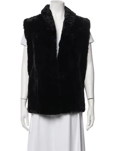 Pre-owned Fur Vest In Black