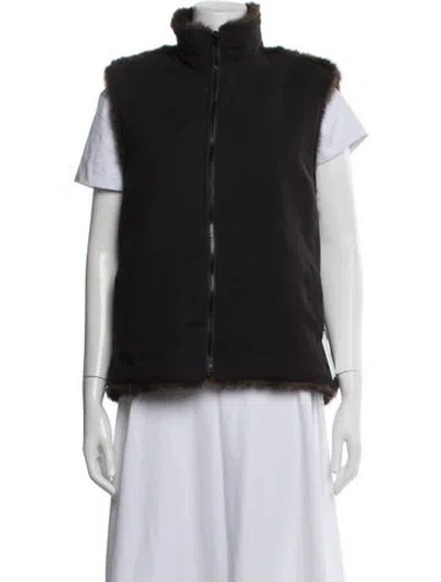 Pre-owned Fur Vest In Black