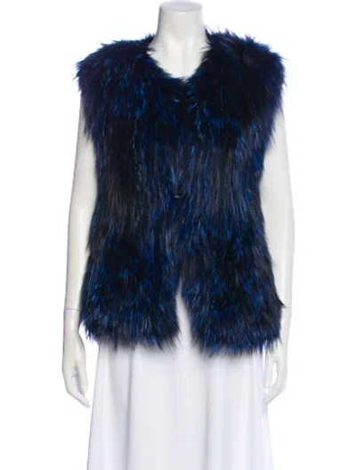 Pre-owned Fur Vest In Blue