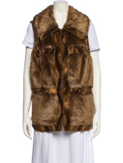 Pre-owned Fur Vest In Brown