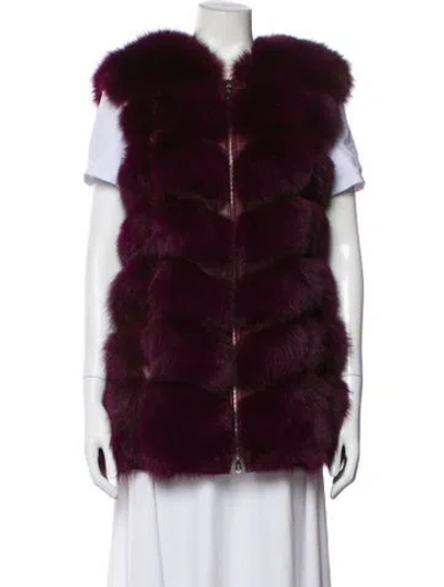 Pre-owned Fur Vest In Burgundy