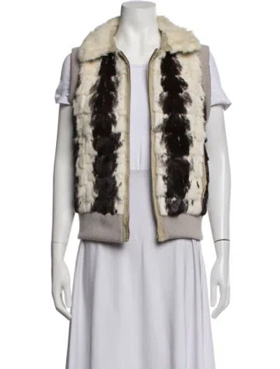 Pre-owned Fur Vest In White