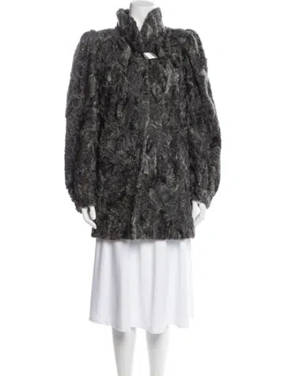 Pre-owned Fur Vintage 1980's Faux  Coat In Gray