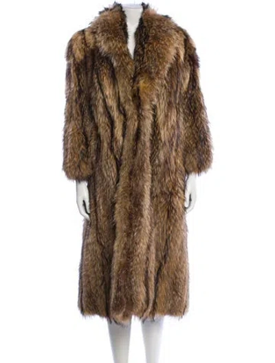 Pre-owned Fur Vintage 1980's Faux  Coat In Neutral