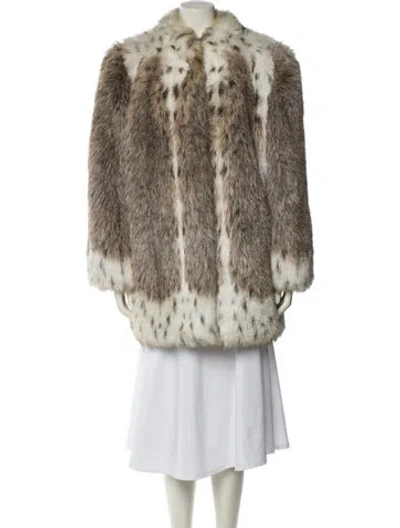Pre-owned Fur Vintage Animal Print  Coat In Neutral