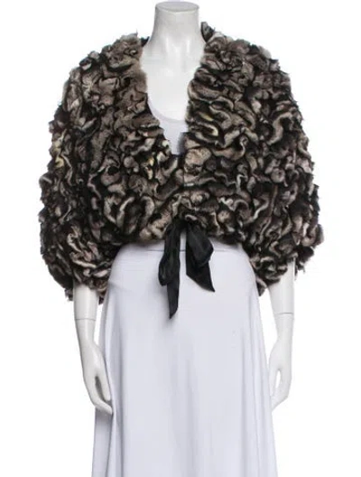 Pre-owned Fur Vintage Animal Print  Jacket In Black