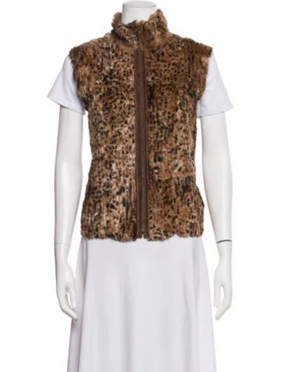 Pre-owned Fur Vintage Animal Print Vest In Brown
