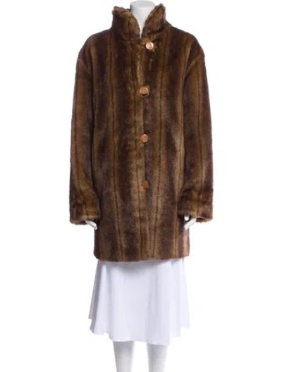 Pre-owned Fur Vintage Faux  Coat In Brown