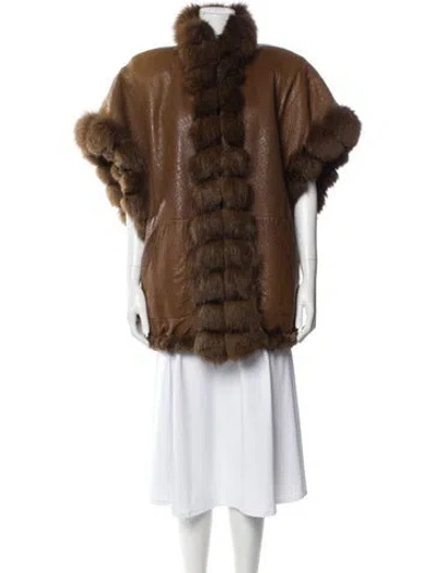 Pre-owned Fur Vintage Faux  Coat In Brown