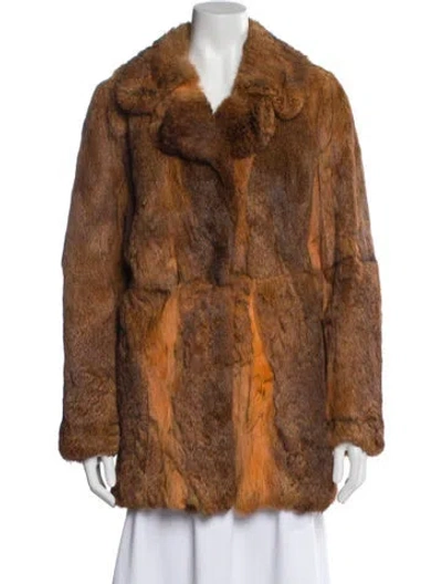 Pre-owned Fur Vintage Faux  Coat In Brown