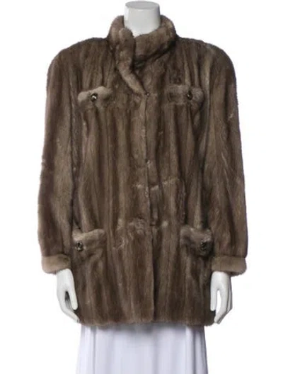 Pre-owned Fur Vintage Faux  Coat In Neutral