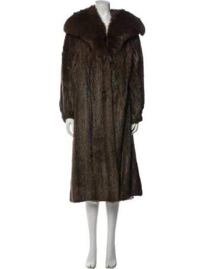 Pre-owned Fur Vintage Faux   Coat In Brown