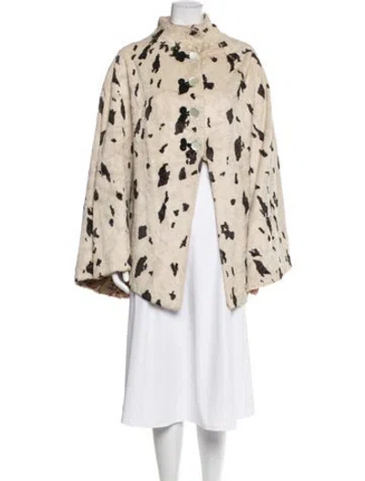 Pre-owned Fur Vintage Faux   Jacket In Neutral