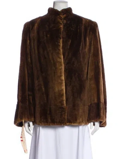 Pre-owned Fur Vintage Faux  Jacket In Brown