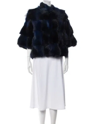 Pre-owned Fur Vintage Fox Faux  Jacket In Blue