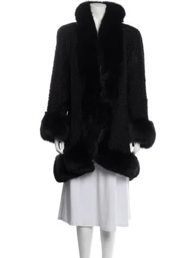 Pre-owned Fur Vintage Fox  Trim  Coat In Black
