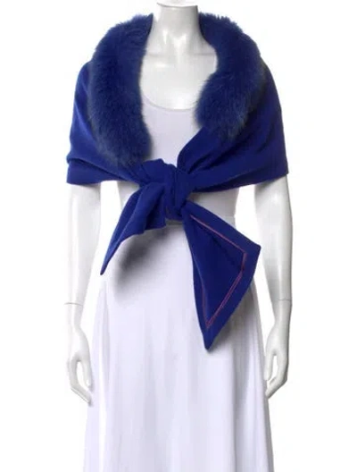 Pre-owned Fur Vintage Fox Stole Sweater In Blue