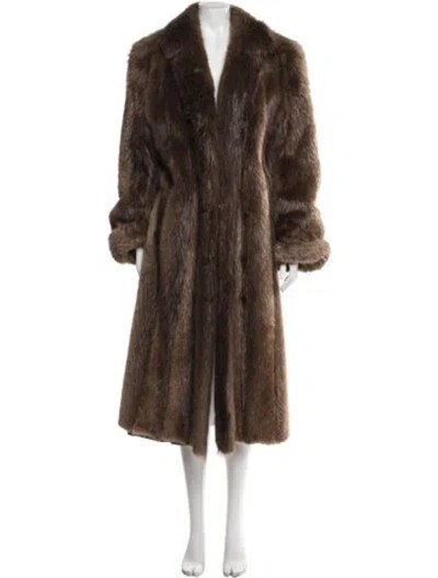 Pre-owned Fur Vintage  Coat In Brown