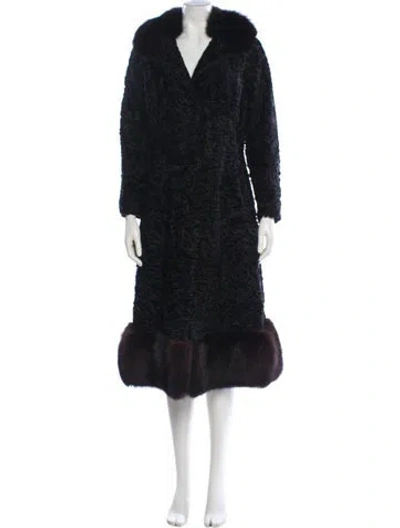 Pre-owned Fur Vintage Late 1960's - Early 1970's Faux  Coat In Black