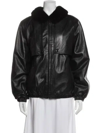 Pre-owned Fur Vintage Leather Faux  Jacket In Black