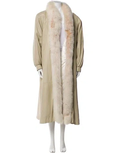 Pre-owned Fur Vintage Leather  Coat In White