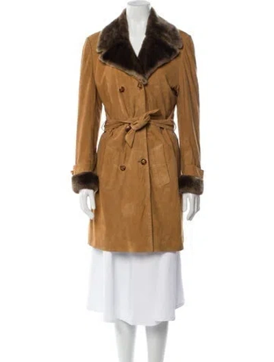 Pre-owned Fur Vintage Leather Trench Coat In Brown
